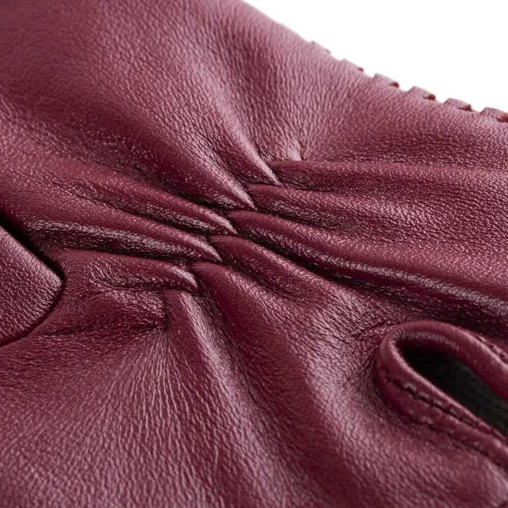 Women's Genuine Sheepskin Leather Gloves Winter Warm  Driving Dress Gloves Red